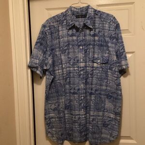 Ralph Lauren Black Label Blue Graphic Button-Down Shirt. Men’s . XLT.  (B3)